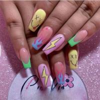 Juego De 24 Piezas De Uñas Postizas Ovaladas Con Dibujos Animados Adornos De Uñas Postizas Acrílicas Cubierta Total De Uñas Falsas Para Oficina Y Fiestas - details 5