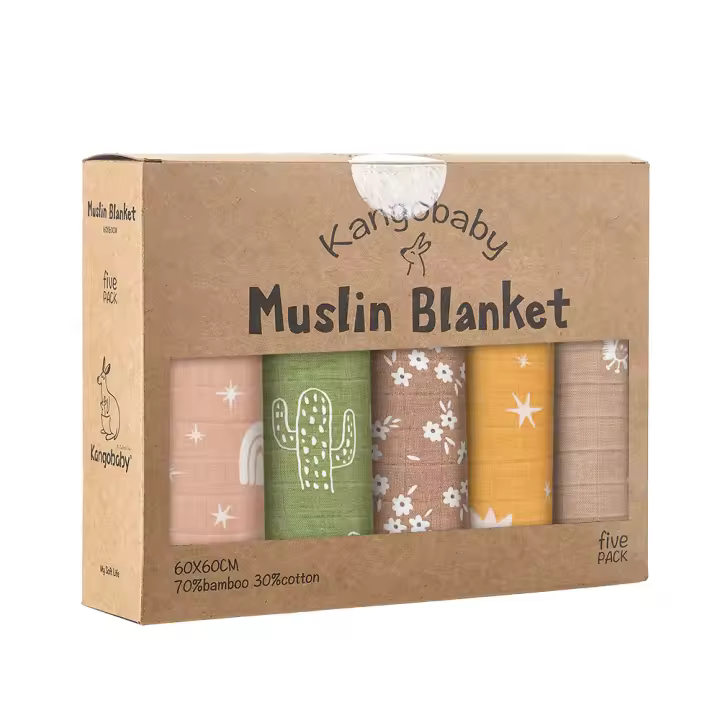 Kangobaby #Mi Vida Suave# Nueva Colección De 5 Piezas De Algodón De Bambú Muslin Para Recién Nacidos Paño De Ensebo Antibacteriano Para Bebés - 1
