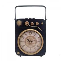 CAPRILO REGALOS & DECORACIÓN  Reloj Decorativo de Mesa de Metal y Cristal "Radio". Adornos y Esculturas Reto. Regalos Originales. Decoración Hogar. 15 x 8 x 18 cm - details 0
