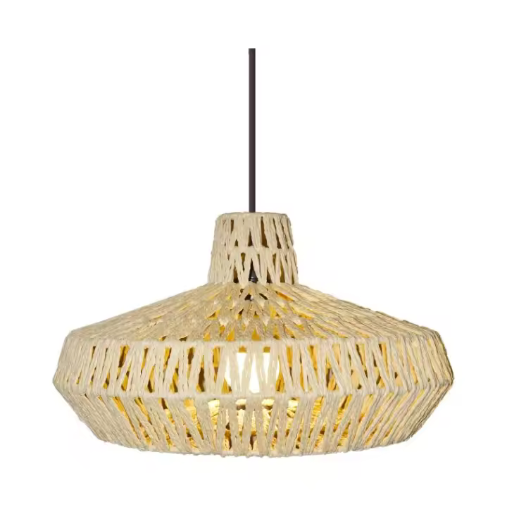Lámpara colgante de techo (45x25 cm) de cuerda color beige natural. Bombilla E27 60W. Ref._ 97 . - 1