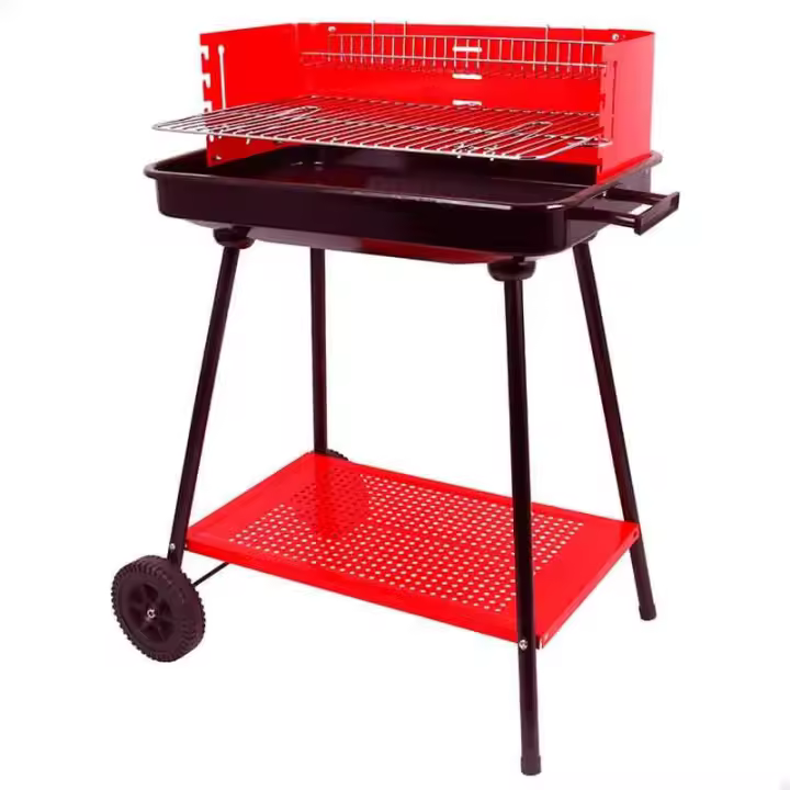 Barbacoa de carbón Aktive parrilla con 4 alturas rojo 85x66x44 cm - 1