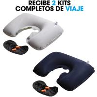 2 Kit Almohada Hinchable Viaje Cuello Avion - Cojin Inflable Cervical Avión para Viaje con Antifaz y Tapones - Collarin Cervical Inflable Cervicales y Reposa Cuello - Cojín Dormir - Travel - details 3