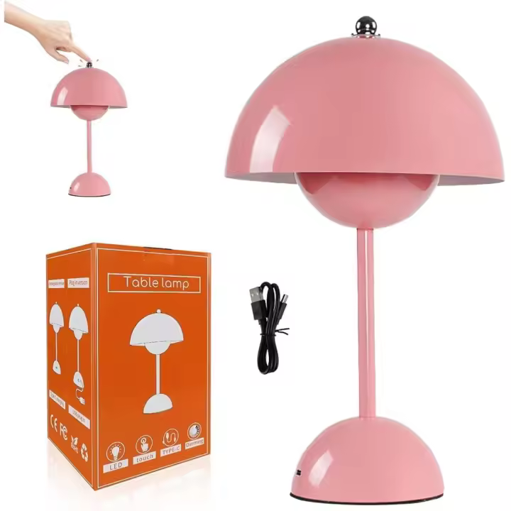 Lámpara de mesa LED Flowerpot inalámbrica, con batería, lámpara de mesa, regulable, con 3 modos de brillo, táctil, regulable, lámpara de mesa retro - 1