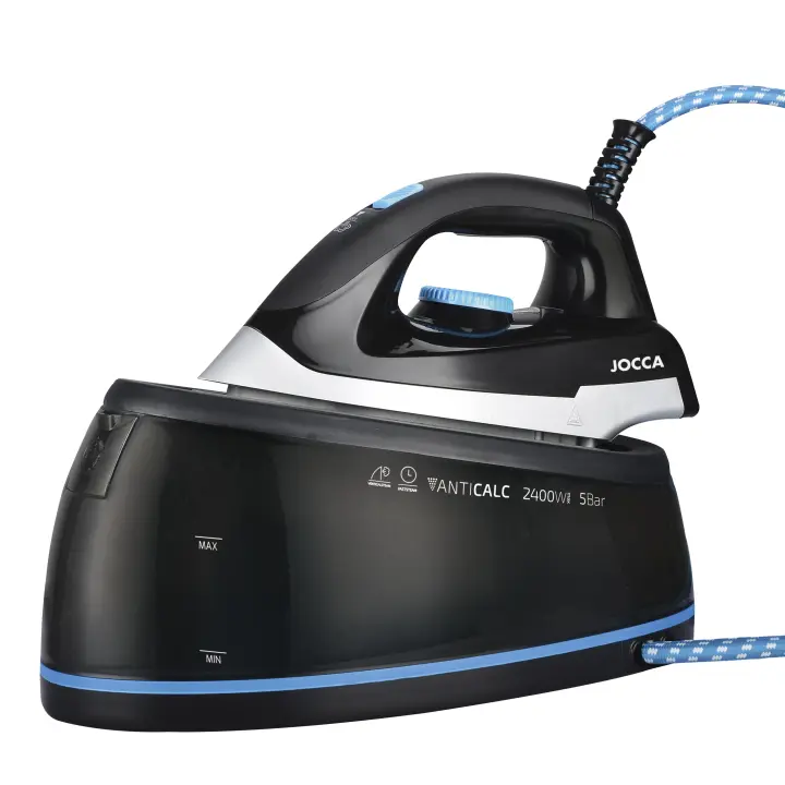 Centro de planchado ultrapotente Jocca con suela de cerámica Silver MAX ultradeslizante, depósito de 2L, potencia de 2400W, presión de 5 bares y sistema antical de autolimpieza. Permite planchado vertical. - 1