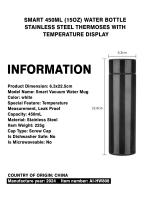 Botella De Agua Inteligente 450ml (15oz) Acero Inoxidable Con Mostrador De Temperatura Aislada a Prueba De Fugas Mantiene Bebidas Calientes/Frescas - details 0