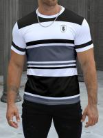 Camiseta De Hombre Con Diseño Rayado Corta Transpirable Secado Rápido Cómoda Casual Para Calle Verano Talla Única Color Único - details 5