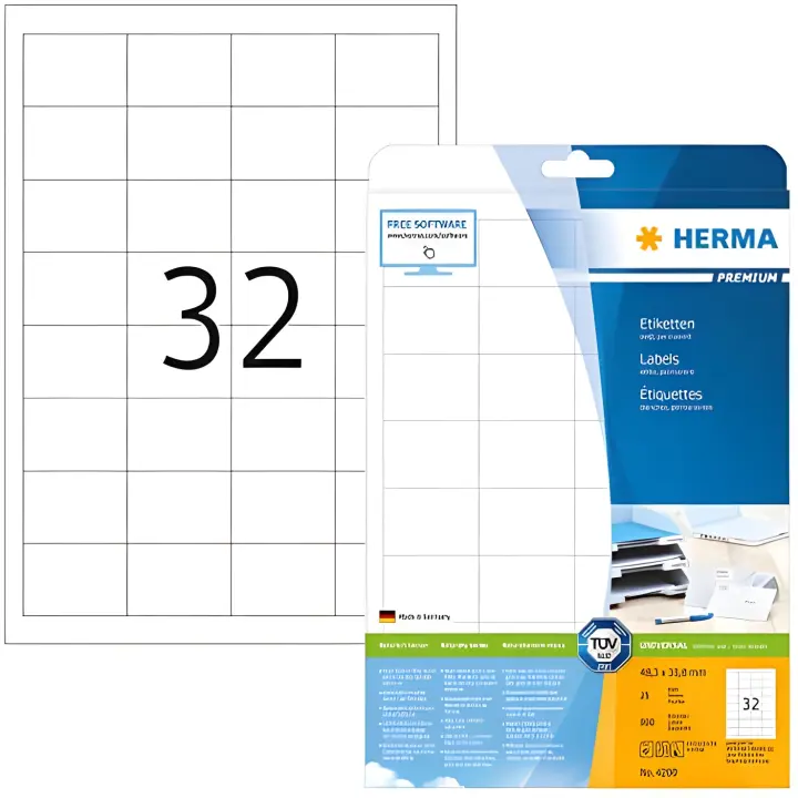 Herma 4200_ A4, 48,3 x 33,8 mm - Pack de 800 etiquetas, A4, 48.3 x 33.8 mm, color blanco - 1