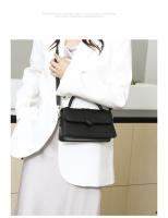 Bolso De Hombro Para Mujer En Cuero PU Moda Bolso Cruzado Vintage Bolsa De Mancuerna Cuadrada Satchel Negro Estilo Fashion - details 5