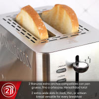 MAGEFESA JOUR Tostadora de 820W para 2 Rebanadas o Tostadas, Cuenta con una Bandeja Recogemigas y 3 Funciones, Posee 7 Niveles de Tostado y Ranura Ancha - details 2