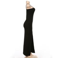 Vestido Slim Para Mujer Con Abertura Y Halter De Color Sólido Vestido Largo De Fiesta Elegante Estilo Europeo Y Estadounidense - details 10