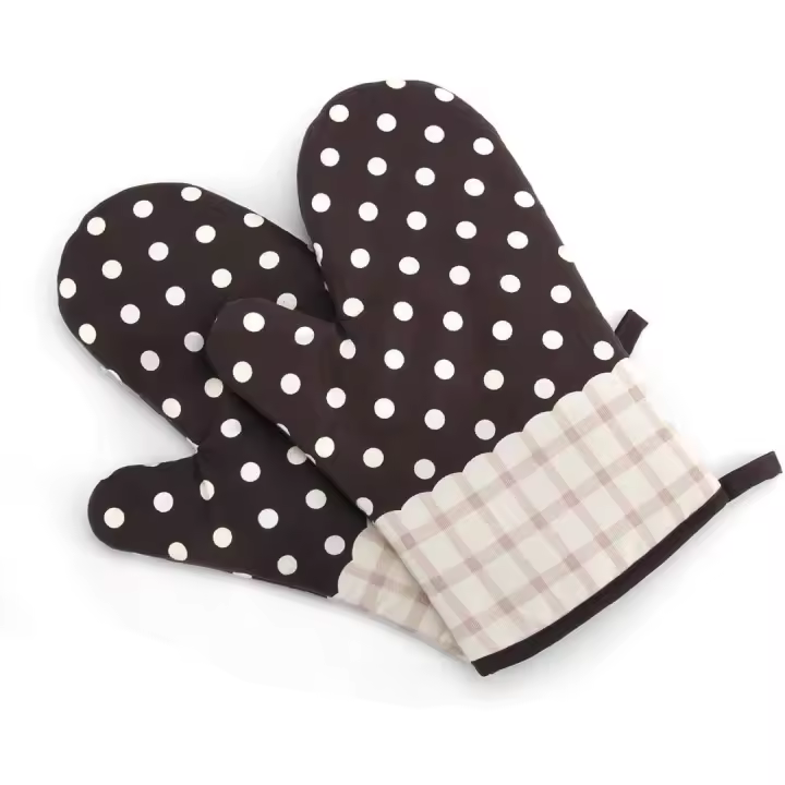 Oven Mitts, Heat Resistant Oven Gloves with Quilted Cotton Lining, Baking Mitts for Barbecue, Cooking, Baking, BBQ, Mimicrowave (Brown) - 1