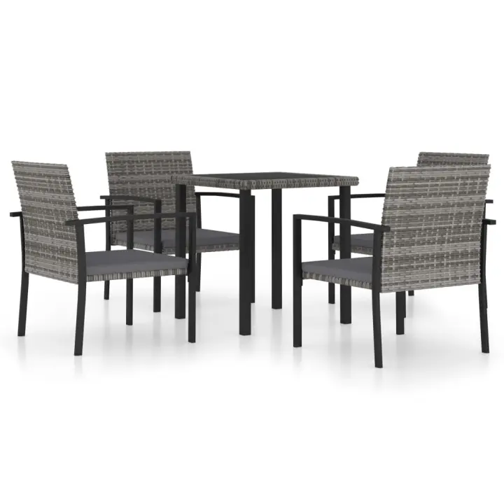 vidaXL Juego de comedor para jardín 5 piezas ratán sintético gris - 1