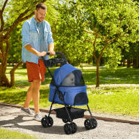 PawHut Cochecito para Mascotas Plegable Carrito para Perros Desmontable Acero Tela Oxford Ruedas Giratorias Frenos Ventana para Perros Gatos Pequeñitos 67x45x96 cm - details 1