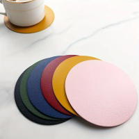 1pcs Coasters De Cuero Falso Con Porta-Vinos Para Protección De Mesa De Café Doble Cara No Esmerilada Lavable - details 3