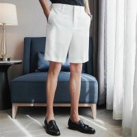 Shorts De Verano Para Hombre Blancos Y Delgados Estilo Coreano Moda Negocios Trabajo Ropa Casual De Cintura Media Talla Regular - details 11
