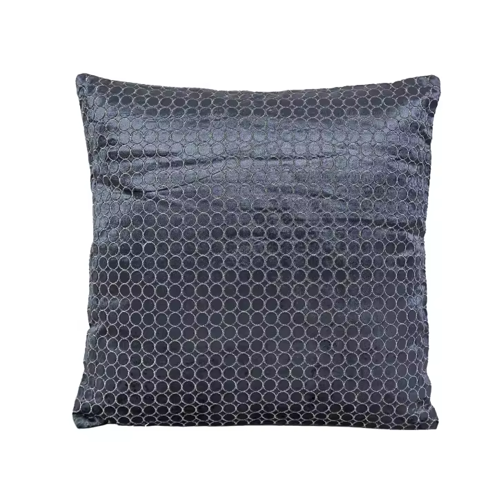 Cojin terciopelo bordado 55% viscosa, 45% algodón Azul noche 45x45x10cm. El mejor complemento para tu hogar. - 1