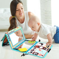 Libro De Tela Para Bebé Con Espejo Distorsionador Juguetes Educativos Montessori Interactivos Y Sensoriales Para Niños Libros De Cartón Suave De Dibujos Animados - details 0