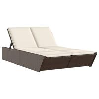 vidaXL Tumbona doble con cojines ratán sintético Negro, Marrón, Gris Sillas de Exterior Ideal para jardín, playa, piscina, terraza Tumbona Piscina Tumbonas Playa Tumbonas Jardín Exterior - details 4