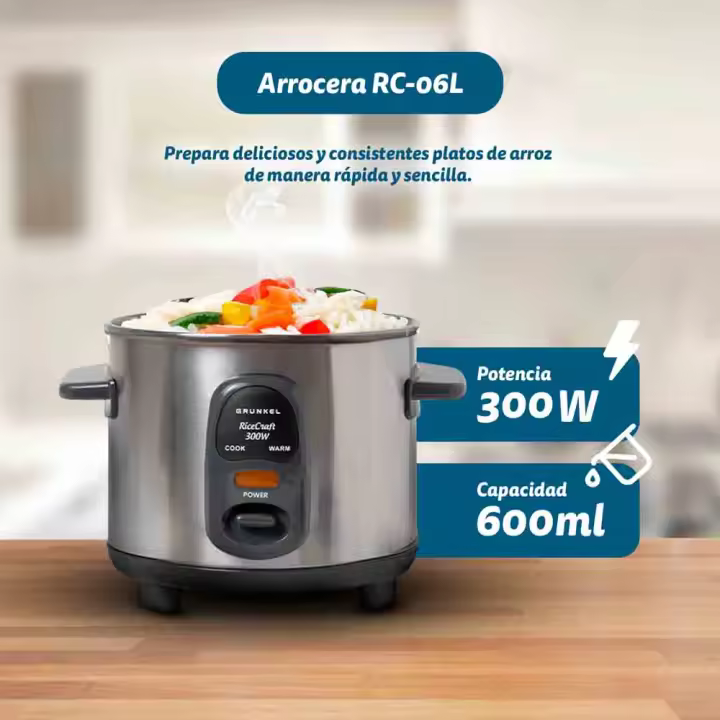 Arrocera RC-06L - 0,6L de capacidad -  300W - Acero inoxidable - 1