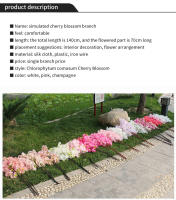 Vine De Cerezo Artificial De 140CM En Seda Para Decoración De Hogar Boda Jardín Fiesta Tienda Navidad Lujo Flor Falsa De Cerezo - details 0