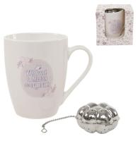 Tisana Taza Cerámica de 320 ml de Mamá la mejor del mundo con infusor con forma de flor. DCASA - details 0