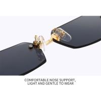 Gafas De Sol Rectangulares Sin Montura Para Hombres Y Mujeres Moda Retro Protección UV400 Viajes De Verano Tamaño Único - details 9