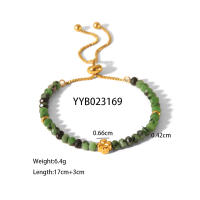 Encanto Pulsera de piedra Natural Multicolor para mujer, brazalete de cuentas hecho a mano chapado en oro de acero inoxidable, regalo de joyería de tendencia femenina,joyería de mano de alta gama que combina con todo, pulsera de acero inoxidable, joyería - details 4