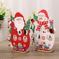 Decoración Navideña De Madera Con SANTA CLAUS Y MUÑECO DE NIEVE Artículos Decorativos Para Escritorio Escena De Navidad - details 5