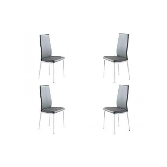 Momma Home Set de 4 Sillas LUCI Gris/Blanco - Ecopiel/Metal - Sillas de Comedor y Cocina - 1