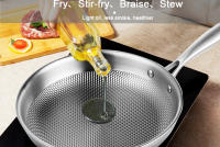 Sartén De Wok Antideslizante 28/30cm Acero Inoxidable 304 Cocina Sin Revestimiento Para Fogón De Gas Y Cocodrilo Inducción Utensilios De Cocina - details 9