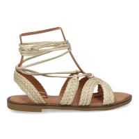 Sandalia mujer cómoda verano con cordones al tobillo dorado - Chanclas romas mujer cómodas - details 1