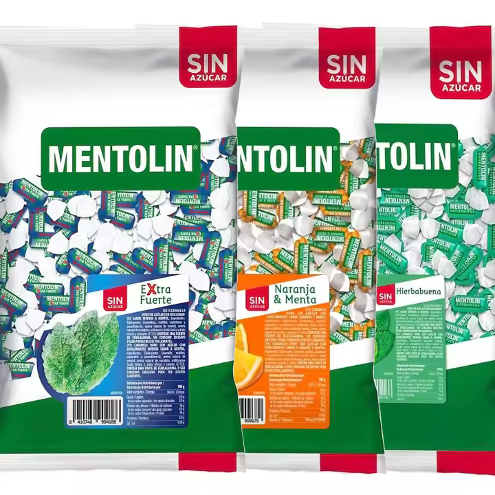 MENTOLIN PACK 3 Kg caramelos sin azúcar garganta Extra Fuerte & Naranja & Hierbabuena - 1