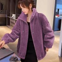 Abrigo De Coral Doble Para Mujer Invierno Cálido Suave De Plush Con Cuello Alto Y Cierre De Cremallera Outerwear Casual - details 5