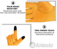 Guantes De Motocicleta De Cuero Genuino MJMOTO Verano Transpirables Con Dedos Completos Guantes De Conducción Retro Para Teléfono Móvil Para Hombres - details 12