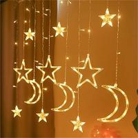 Luz De Hilo De Hadas De Luna Y Estrella Para Ventana De Navidad Decoración Para Interior Patio Puerta Delantera Camping Habitación Infantil - details 9