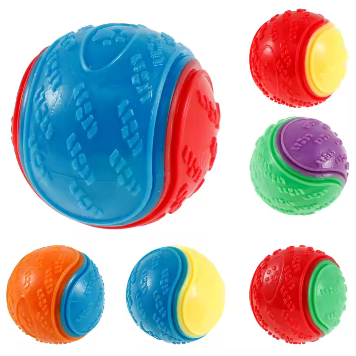 Juguetes Interactivos Para Perros 6Pcs Bolas Sonoras De TPR Masticables Resistentes Al Mordisco Para Limpieza De Dientes Y Entretenimiento - 1