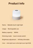Lámpara Nocturna LED Recargable Con Control Remoto Y Interruptor Táctil Para Lectura En La Habitación Blanco RGB Ajustable Portátil - details 15