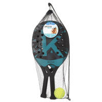Aktive - Set palas playa 3 piezas, 2 palas con diseño perforado y mango antideslizante, incluye pelota y bolsa de red para transporte, ideal para jugar en la playa o parque al aire libre, juego de raquetas de plástico - details 4
