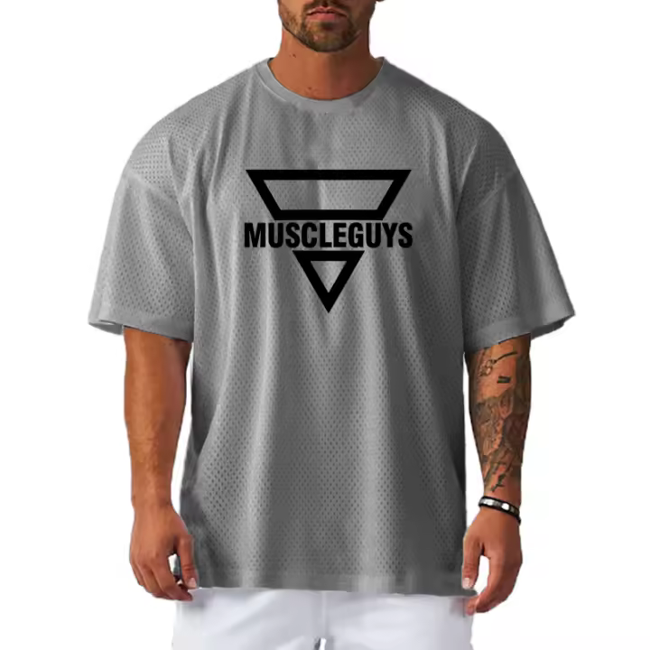 New Summer Oversized Quick Dry T-Shirt Gym Bodybuilding Fitness Loose Casual Mesh Short Sleeve Shirt Men Street Hip Hop T Shirt - 1