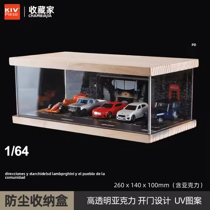 Caja De Exhibición De Coche a Escala 1/64 Con Estacionamiento Y Garage Multisorpresa Modelo De Juguete Para Adultos Sin Batería Hecho De Plástico - 1