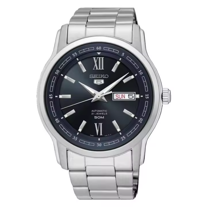 reloj automático hombre Seiko 5 SNKP17K1 42mm 50m WR correa de acero - 1