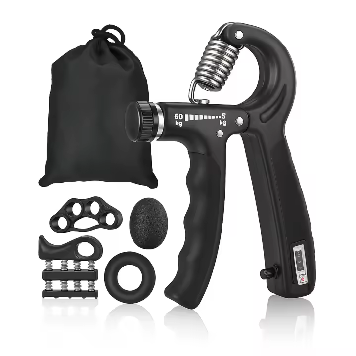 Kit Fortalecedor de Mano y Antebrazo Ajustable 5-60 kg – Set Completo con Contador, Anillos de Resistencia, Ejercitador de Dedos y Bolsa de Transporte – Ideal para Rehabilitación, Escalada, Fitness y Alivio de Estrés - 1