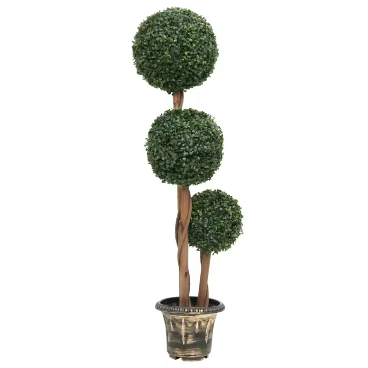 vidaXL Planta de boj artificial forma de bola con maceta verde 119 cm - 1