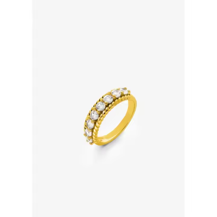 Kalk Anillo Baño Oro 18K Con Circonitas Glory - Sortija para mujer de alta joyería - 1