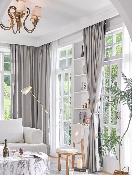 Cortina De Suelo Con Aislamiento UV Y Reducción De Ruido Color Sólido Estilo Japonés Para Sala De Estar Y Dormitorio - 1