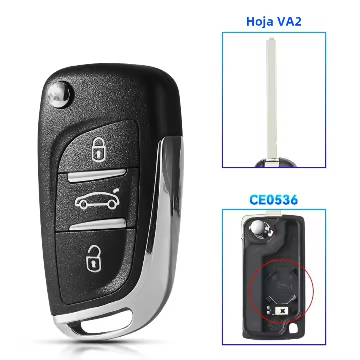 KEYYOU 2PCS Llave De Repuesto Modificada Para Citroen C2 C4 C5 Berlingo Xsara Picasso Peugeot 306 407 807 Partner VA2/HU83 ABS - 1