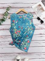 Chaleco Para Mujer Con Estampado Étnico Occidental Estilo Retro Sin Mangas Casual Top De Verano Con Botones Talla Regular - details 2