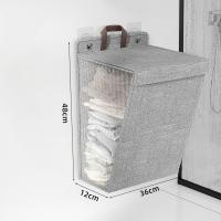 Cesta De Ropa Plegable Adhesiva Y Colgante Para Pared Multifuncional Organizador De Lavar Ropa Con Gancho De Malla Sin Cierre De Cremallera Material De Lona CANVAS Unisex - details 3