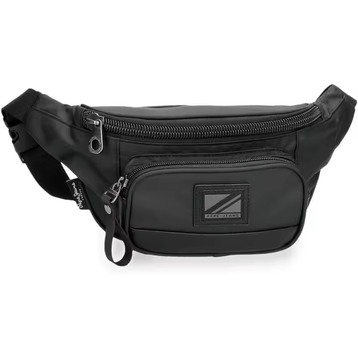 Pepe Jeans Straps Riñonera con Bolsillo Negro 30x13x5 cms Poliéster con detalles en Piel Sintética - 1