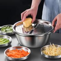 Tapa De Tazón De Cocina Multifuncional De Acero Inoxidable 3-Piezas Cortador Desmontable De Capas Para Frutas Y Verduras - details 0